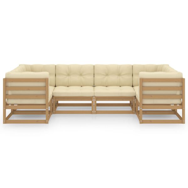 vidaXL Hagesofagruppe med puter 6 deler honningbrun heltre furu