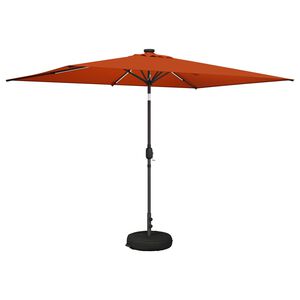 vidaXL Hageparasol med LED-lamper og fot 2 x 3 m Polyester Terrakotta