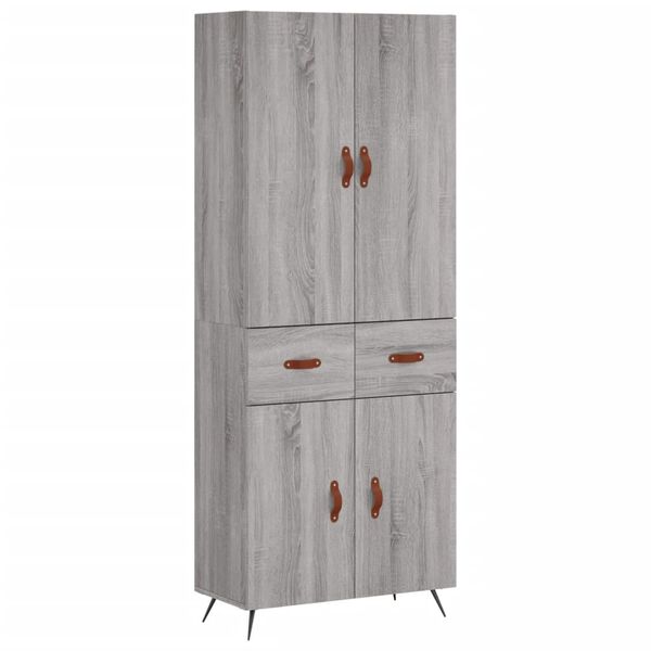 vidaXL Highboard gr&aring; sonoma 69,5x34x180 cm konstruert tre
