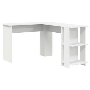 vidaXL Hj&oslash;rneskrivebord Hvit Konstruert tre 140 x 113,5 x 75 cm