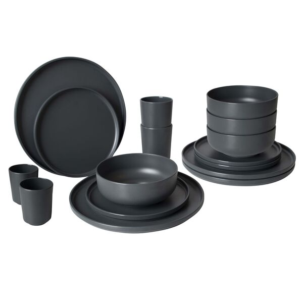 Bo-Camp Servisesett i 16 deler Patom melamin antrasitt