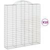 vidaXL Gabionkurver buede 18 stk 200x50x220/240 cm galvanisert jern