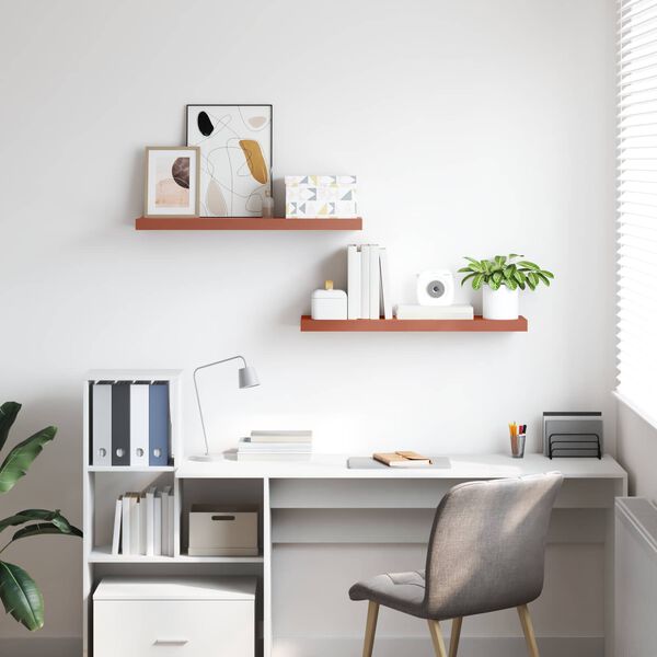 vidaXL Vegghylle Veggmontert 2 pcs R&oslash;d 90 x 23,5 x 4 cm Konstruert tre