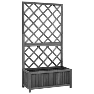 vidaXL Plantekasse med espalier svart 70x30x135 cm heltre gran