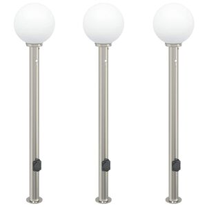 vidaXL Pullertlamper med sensor og stikkontakt 3 stk 120 cm rustfritt st&aring;l IP44