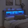 vidaXL Sengegavl med LED grå sonoma 180x18,5x103,5 cm konstruert tre