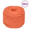 vidaXL Arbeidstau oransje 16 mm 50 m polypropylen