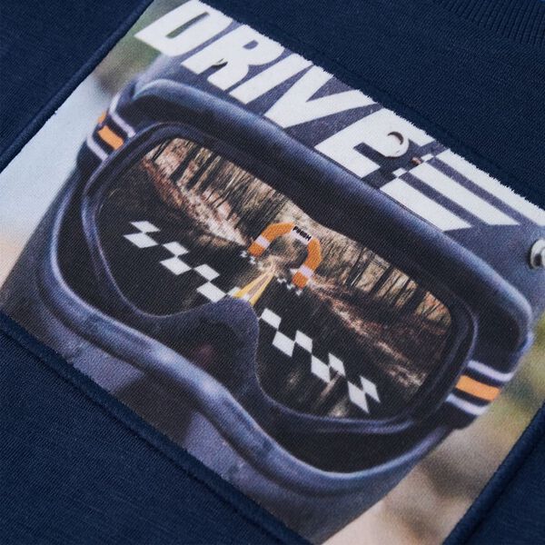 T-skjorte for barn med lange ermer marineblå melert 104