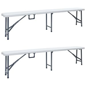vidaXL Sammenleggbare hagebenker 2 stk 180 cm HDPE hvit