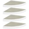 vidaXL Hj&oslash;rnehyller vegghengt 4 stk eik og hvit 35x35x3,8 cm MDF