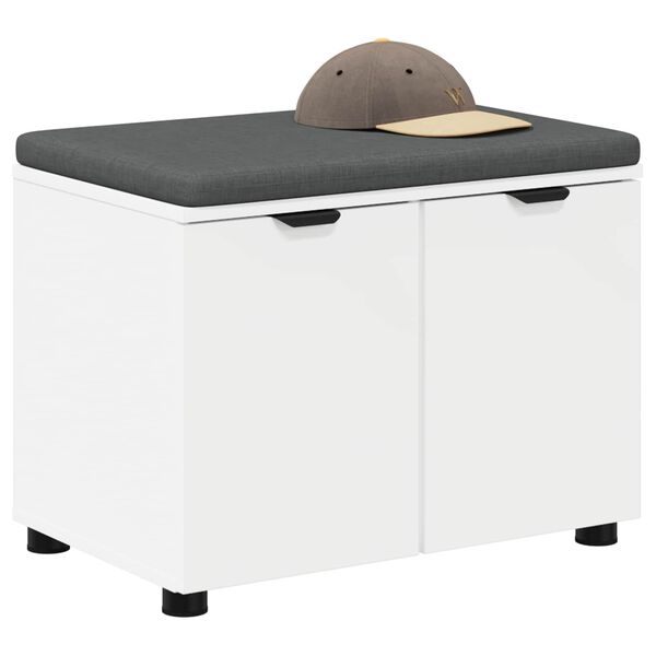 vidaXL Gangbenk med pute med lagring med d&oslash;r Hvit 60 x 38 x 46 cm