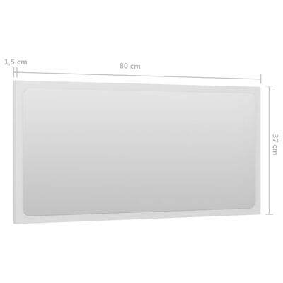 vidaXL Baderomsspeil høyglans hvit 80x1,5x37 cm sponplate