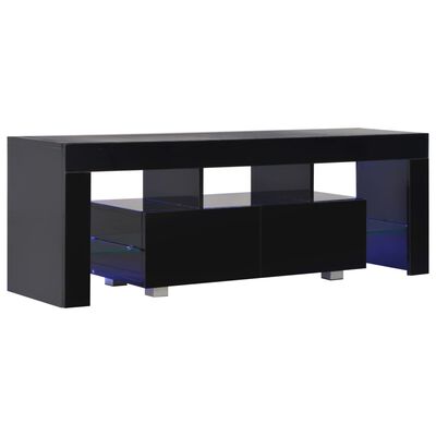 vidaXL TV-benk med LED-lys høyglans svart 130x35x45 cm