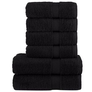 vidaXL Premium h&aring;ndklesett 6 deler SOLUND svart 600 g/m2