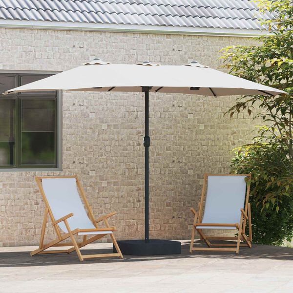 vidaXL Hageparasol Sand og Antrasitt 385 x 209 x 244 cm Polyester