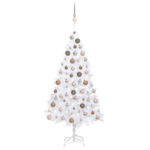 vidaXL Forh&aring;ndsbelyst kunstig juletre med kulesett hvit 120 cm PVC