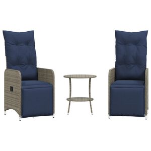 vidaXL Hagestoler med hvilestoler 2 stk. med bord gr&aring; polyrotting