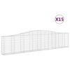 vidaXL Gabionkurver buede 15 stk 400x30x80/100 cm galvanisert jern