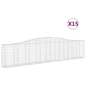 vidaXL Gabionkurver buede 15 stk 400x30x80/100 cm galvanisert jern