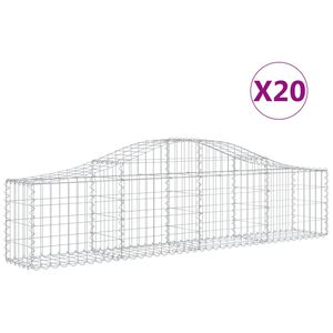 vidaXL Gabionkurver buede 20 stk 200x30x40/60 cm galvanisert jern