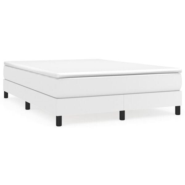 vidaXL Boxspring-sengeramme hvit 135x190 cm Double kunstskinn