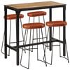 vidaXL Barsett 5 deler grov heltre mango og metall