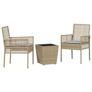 vidaXL Hage Bistro Sett 3 pcs Beige polyrotting