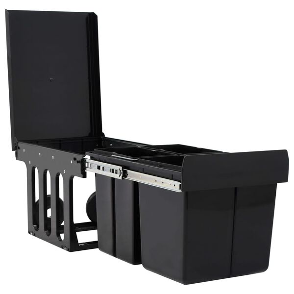 vidaXL Uttrekkbar søppelbøtte til kjøkkenskap myktlukkende 48 L