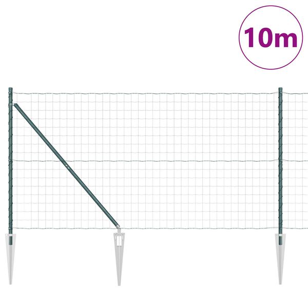 vidaXL Gjerde med stolpe gr&oslash;nn 1,4 x 10 m St&aring;l og PVC