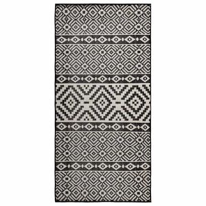 vidaXL Utend&oslash;rs flatvevd teppe 80x150 cm svart striper