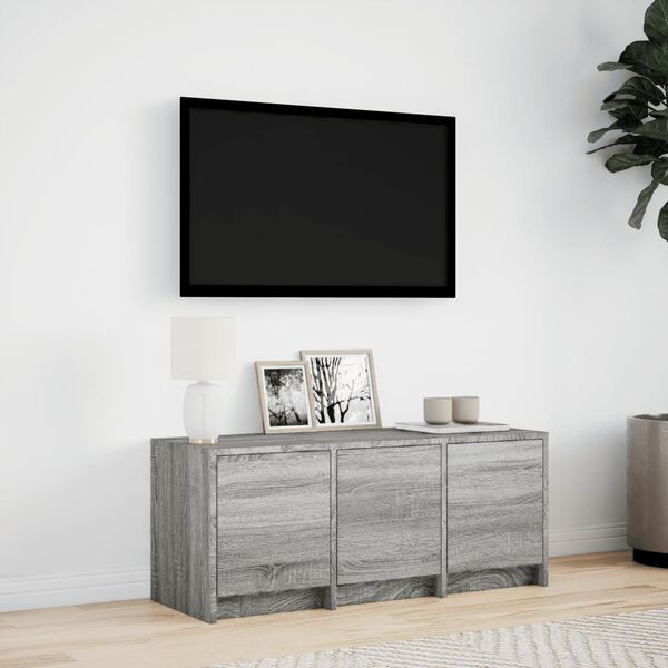 vidaXL TV-benk med LED gr&aring; sonoma 97x34x40 cm konstruert tre