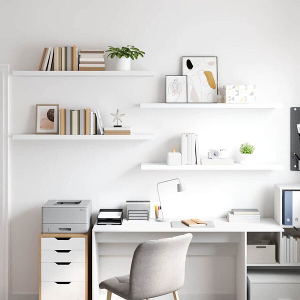 vidaXL Flytende vegghyller 4 stk hvit 120x23,5x3,8 cm MDF