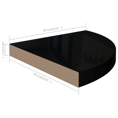 vidaXL Flytende vegghyller 2 stk høyglans svart 35x35x3,8 cm MDF