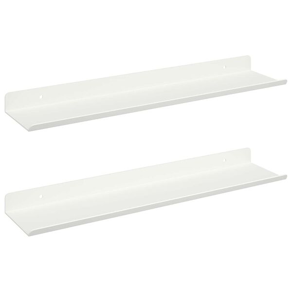 vidaXL Flytende hylle Veggmontert 2 pcs Hvit 100 x 9 x 2,5 cm St&aring;l