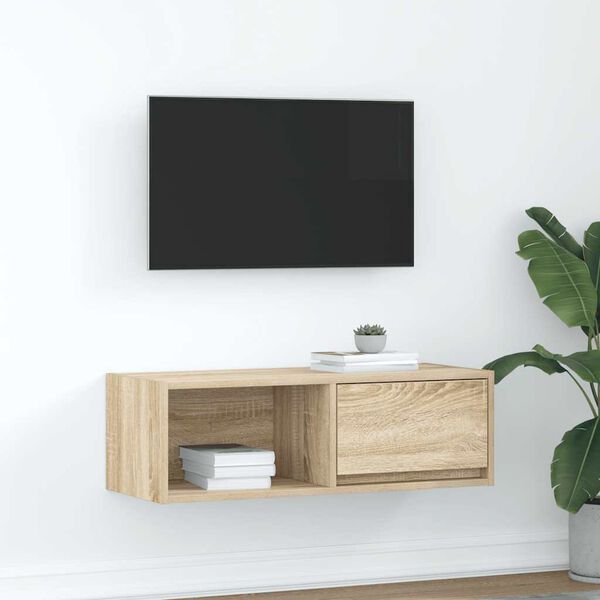 vidaXL TV-benk sonoma eik 80x31x25,5 cm konstruert tre