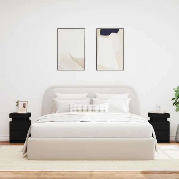 vidaXL Nattbord med LED 2 stk svart 35x39x55 cm