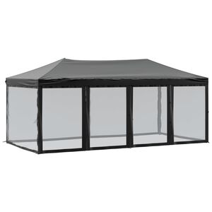 vidaXL Sammenleggbart partytelt med sidevegger svart 3x6 m