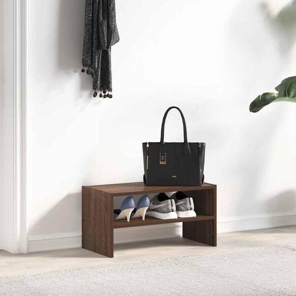 vidaXL Skostativ stablebar brun eik 60x30x30,5 cm