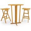 vidaXL Foldbart barsett 3 deler heltre teak