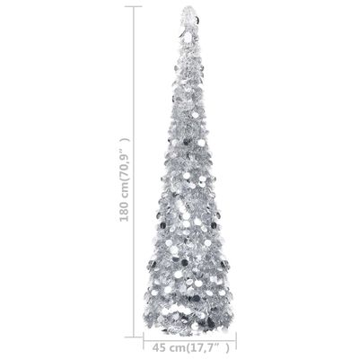 vidaXL Pop-up kunstig juletre sølv 180 cm PET