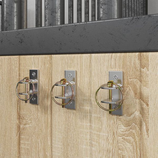 vidaXL B&oslash;ttekroker 3 stk veggmontert s&oslash;lv og brun galvanisert st&aring;l