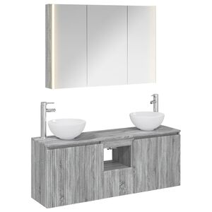vidaXL Baderomsskapsett 4 pcs Gr&aring; Sonoma 103,5 x 15,5 x 70 cm