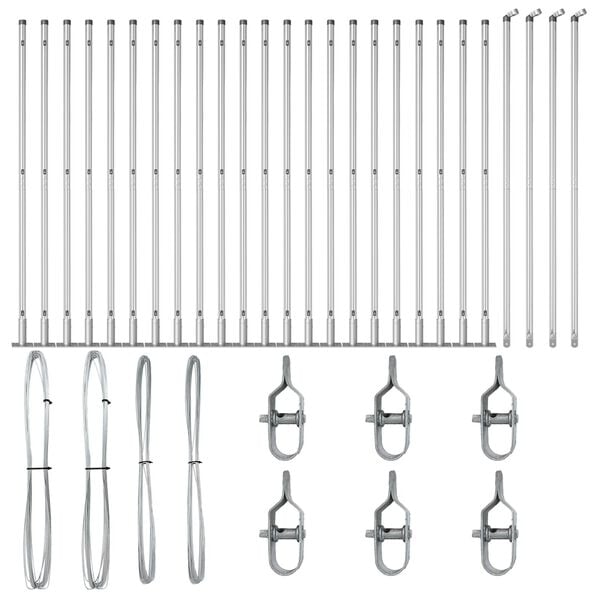 vidaXL Gjerdepåle Annet 26 pcs Grå 3,2 x 3,2 x 68,5 cm Stål