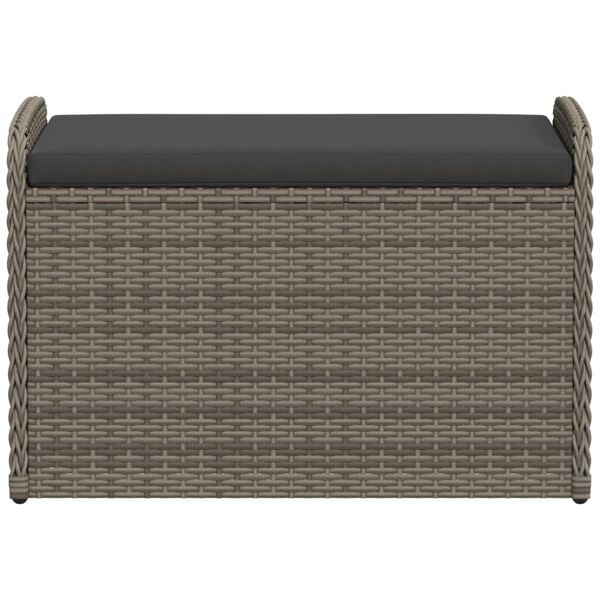 vidaXL Oppbevaringsbenk med pute gr&aring; 80x51x52 cm polyrotting