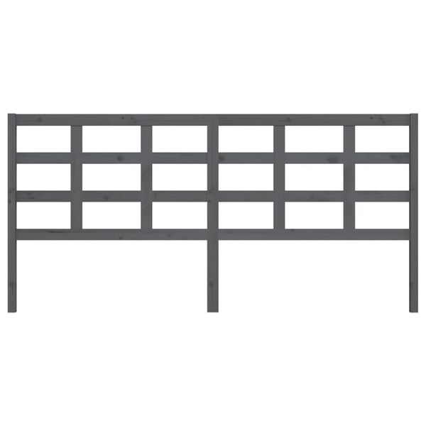 vidaXL Sengegavl grå 205,5x4x100 cm heltre furu