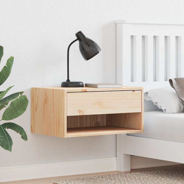 vidaXL Nattbord med skuff Brun 50 x 32,5 x 24 cm Heltre furu