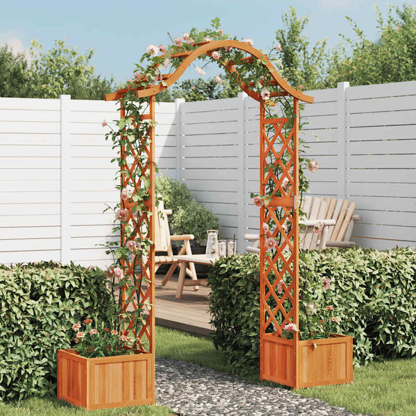 vidaXL Hagepergola med blomsterkasse heltre gran