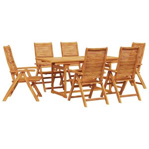 vidaXL Hage Spisegruppe 7 pcs Brun Solid akasietre