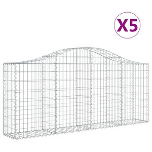 vidaXL Gabionkurver buede 5 stk 200x30x80/100 cm galvanisert jern