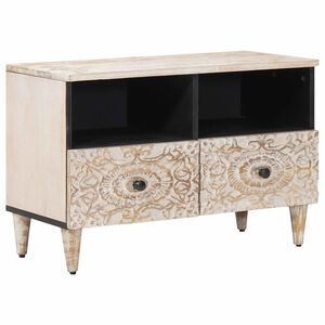 vidaXL TV-skap Hvit 70 x 33,5 x 46 cm Massiv mango tre